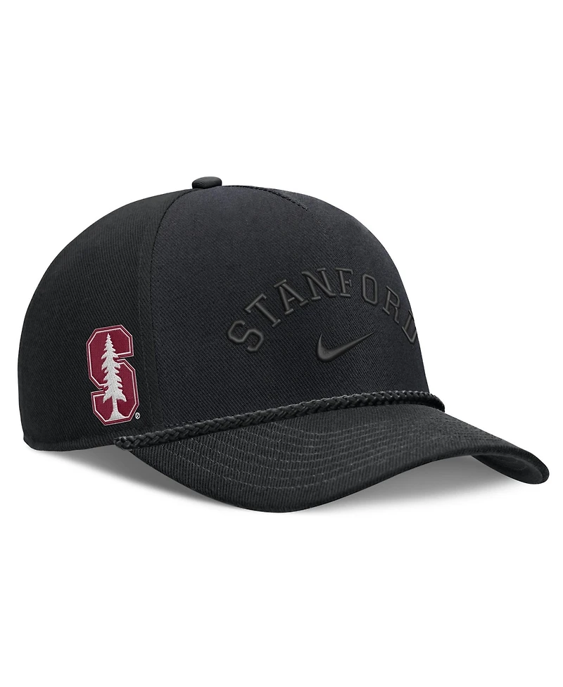 Nike Men's and Women's Black Stanford Cardinal Campus Prep Tonal Rope Rise 5-Panel Adjustable Hat