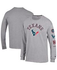 Men's Champion Heather Gray Houston Texans Seal Long Sleeve T-Shirt