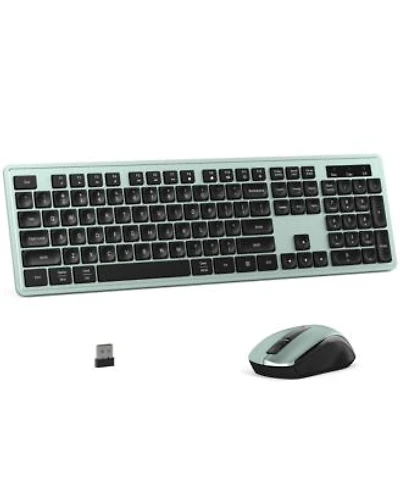 Lofreee Wireless Keyboard Mouse Combo Full Size 104 Key Silent Office Set