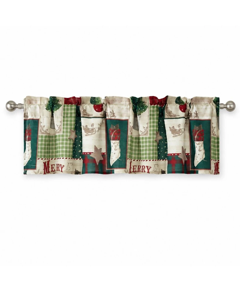 Kate Aurora Holiday Living Merry Christmas Kitchen Curtain Tier And Valance Set - 56 in. W x 36 in. L