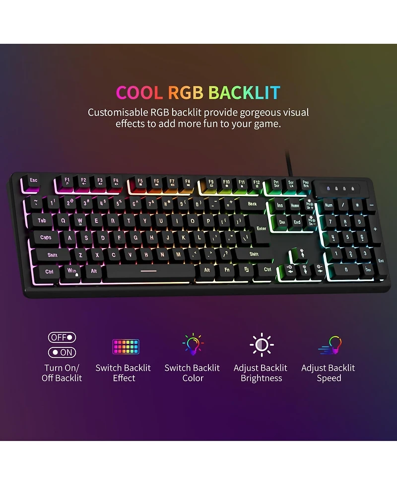 Lofree Wired Anti-Ghosting Rgb Backlighting Gaming Keyboard and Mouse Combo