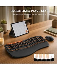 Lofree Wireless Ergonomic Adjustable Keyboard and Mouse Combo, Compatible with Windows macOS