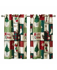 Kate Aurora Holiday Living Complete Classic Merry Christmas 3 Pc Kitchen Curtain Tier And Valance Set