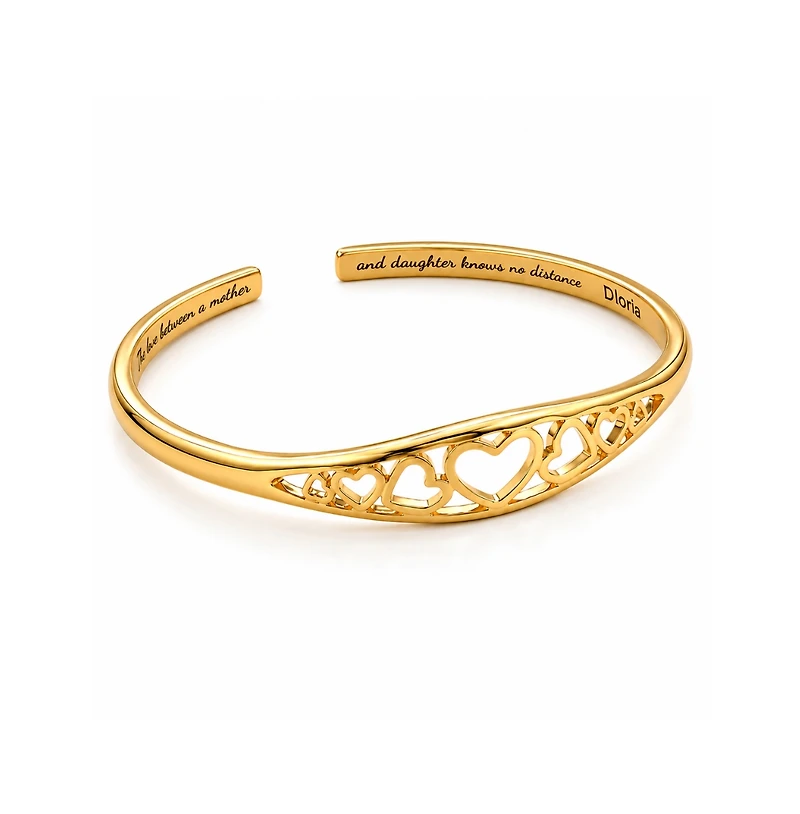 Dloria Adjustable Engraved Mother Daughter Heart Cuff Bracelet