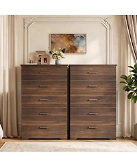 Gaomon 2 Set of 5 Drawer Dresser for Bedroom, 47" Tall Chest Drawers, Modern with Metal Handles, Storage Organizer.