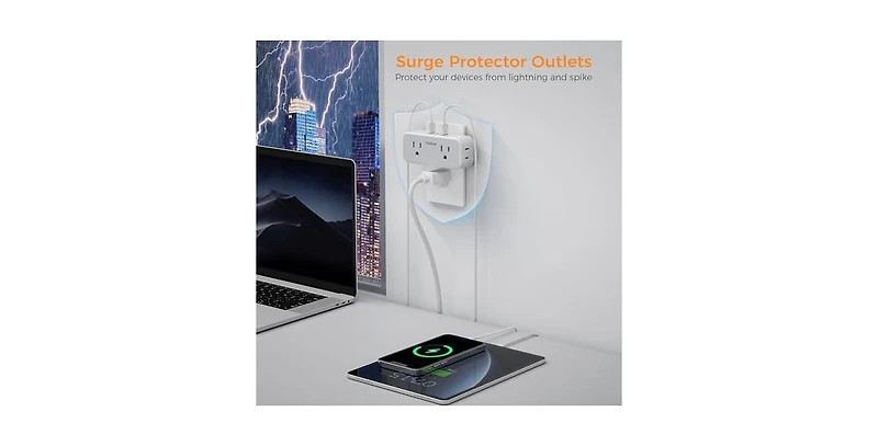 Tessan Wall Outlet Extender with 1875W, 1.18 inches for Home, Office and Travel