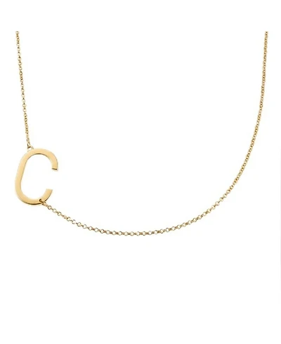 Oak & Luna Sideways Initial Necklace Gold Plated Sterling Silver