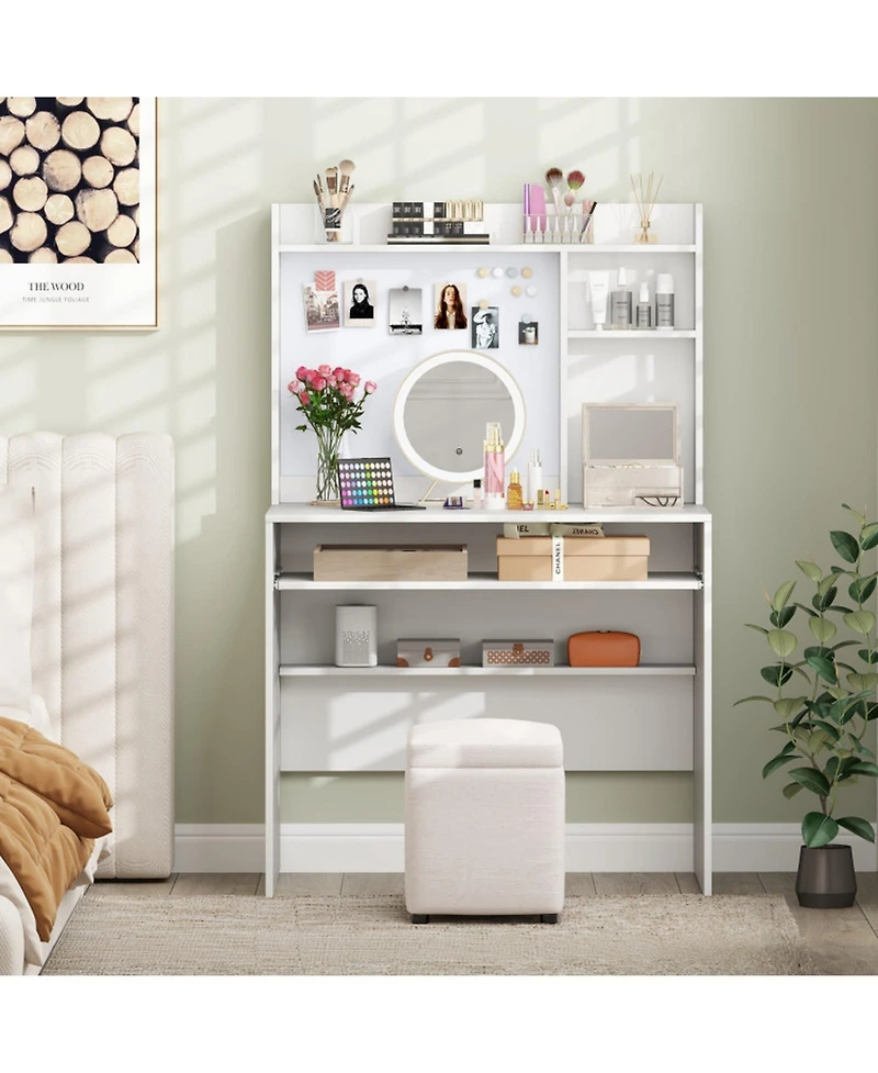 Sugift Compact Computer Desk with Hutch and Magnetic board