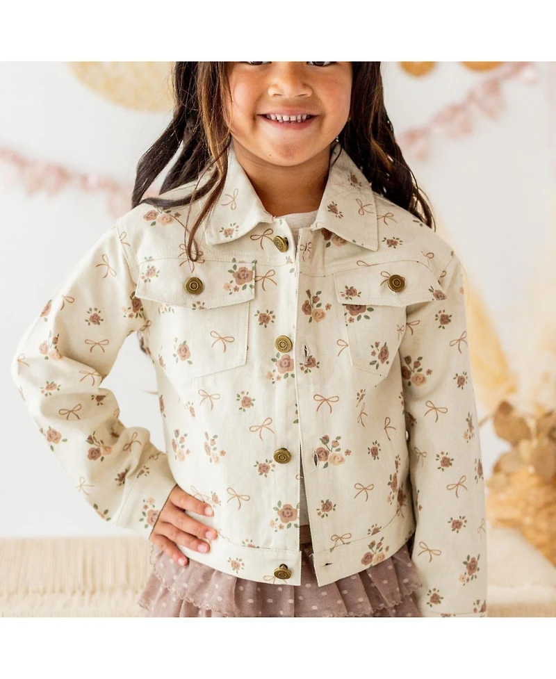 Sweet Wink Toddler Girls (2T-4T) Floral Denim Jacket