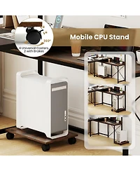 Sugift 62-Inch L-Shaped Computer Desk with Power Outlets and Storage Hutch