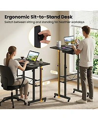 Sugift Height Adjustable Laptop Desk with Fabric Drawer and Tablet Holder