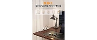 Tessan PS06 Surge Protector Desk Clamp 10-Foot Power Strip with 5 Outlets and 2 Usb-c Ports for phones, tablets and personal devices