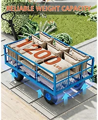 S/M/L/Xl Steel Garden Wheelbarrow, Heavy Duty Utility Cart with 500/900/1200/1400 lbs Capacity for Lawn Farm Garden, 7 Colors