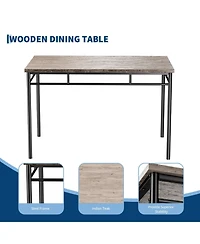 46"L Set of 4 Counter Height Bar Stools, Engineered Wood Kitchen Stools with Backless Design for Kitchen Island, Dining Counter, Teak/Black/Brown