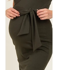 Pinkblush Women's Olive Sleeveless Wrap Midi Dress