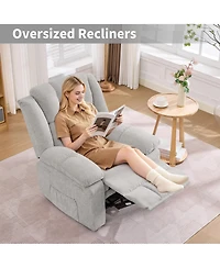 Oversized Recliner Chair for Adults Ergonomic Manual Recliner, Extra Wide Upholstery Comfortable Lounge Sofa for Living Room Bedroom for Elderly
