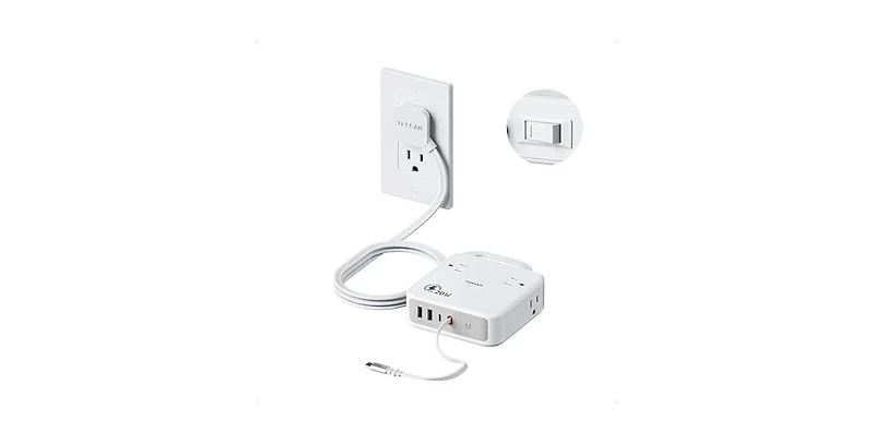 Tessan Power Strip with Usb Charging with 8-in-1, 5Feet, 4 Outlets for Home, Office and Travel