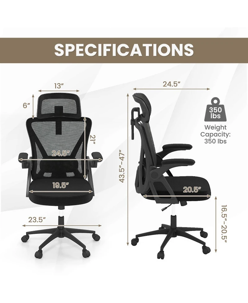 Sugift Ergonomic Mesh Office Chair with Adjustable Lumbar Support