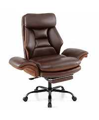 Sugift Big and Tall Ergonomic Office Chair with Faux Leather and Footrest