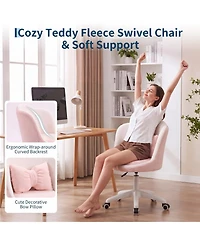 gaomon Office Vanity Chair with Wheels Comfy Desk for Girls Cute Computer Small Armless Adjustable Height Swivel Home Bedroom Task