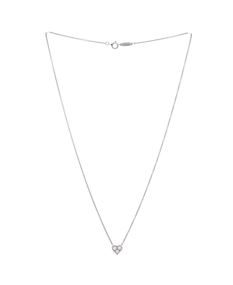 Pre-Owned Tiffany & Co Heart 3 Diamond Pendant Necklace