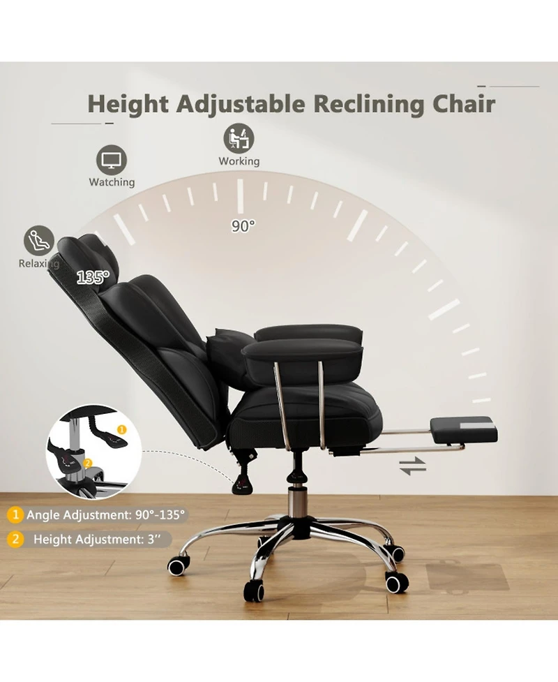 Sugift Big and Tall Executive Office Chair with Footrest and Lumbar Pillow
