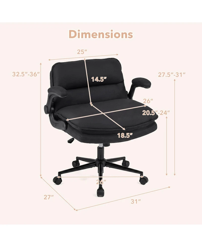 Sugift Criss Cross Office Chair on Wheels with Flip-Up Arms