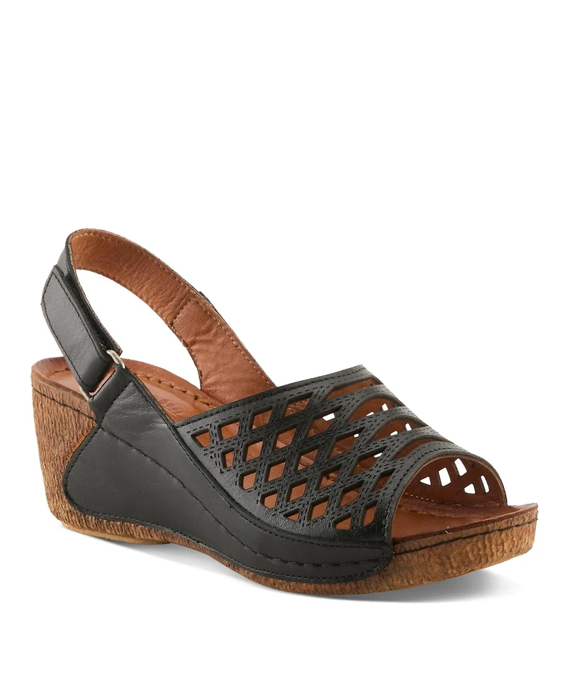 Spring Step Women's Denair Wedge Slingback with Leather Upper