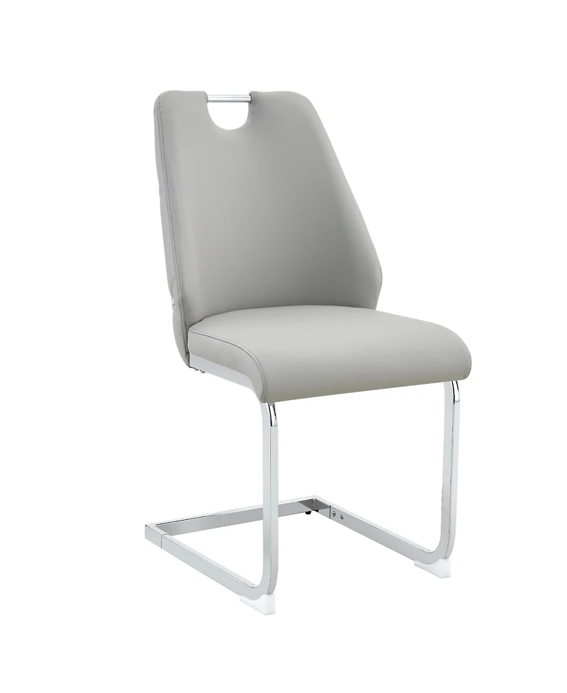 Flynama Set of 2 Mesh Pu High Back Dining Chairs, Back Ring Chrome Pull Handle Solid Iron Frame
