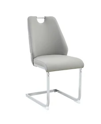 Flynama Set of 2 Mesh Pu High Back Dining Chairs, Back Ring Chrome Pull Handle Solid Iron Frame