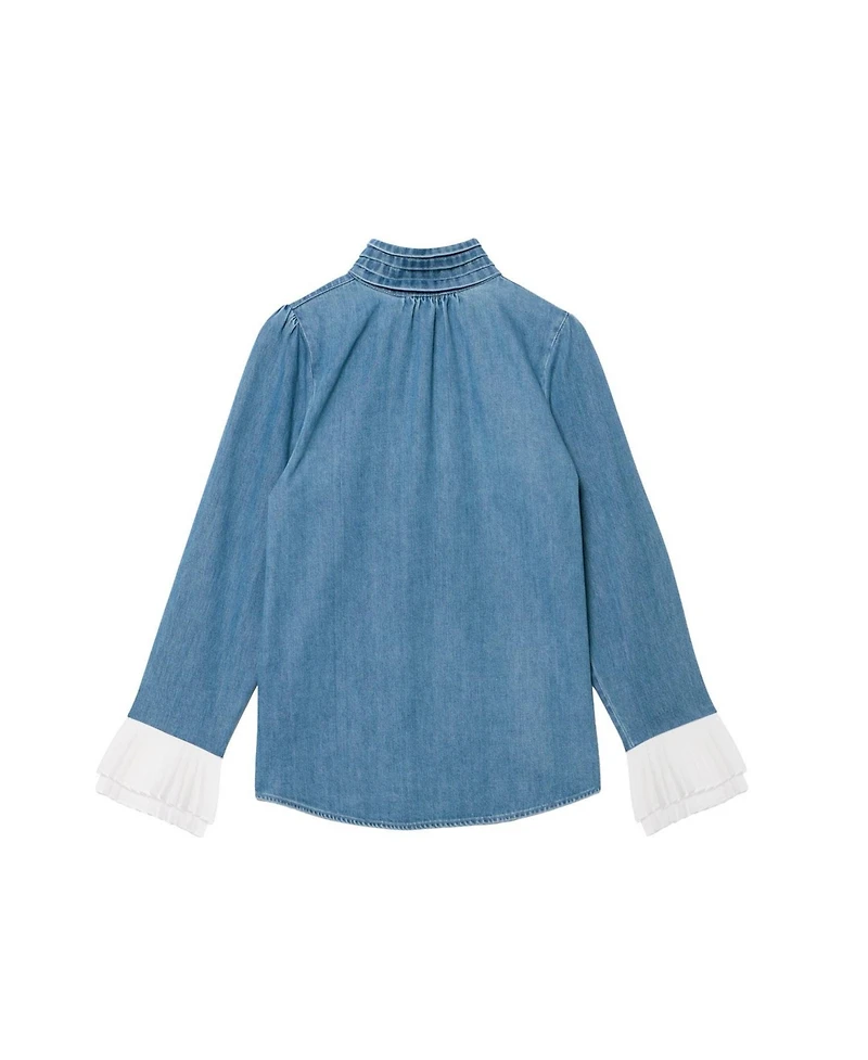 Mint Velvet Women's Denim Contrast Cuff Blouse