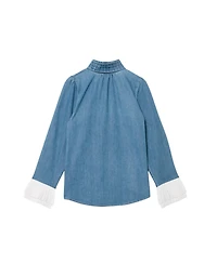 Mint Velvet Women's Denim Contrast Cuff Blouse