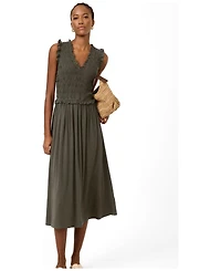 Mint Velvet Women's Shirred Ruffle Midi Dress