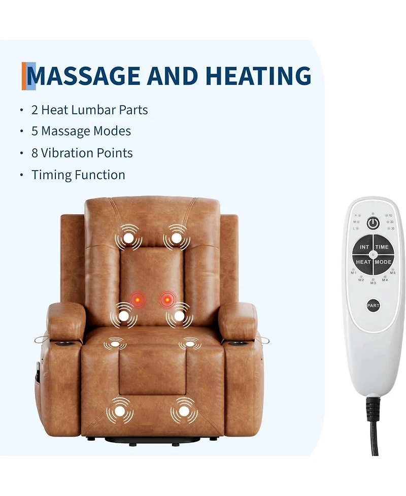 gaomon Power Lift Electric Recliner Sifa Chair, Heat and Massage for Elderly, Living Room