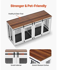 Vevor Dog Crate Furniture 72 in Indoor Wooden Dog Kennel with Tray Heavy Duty