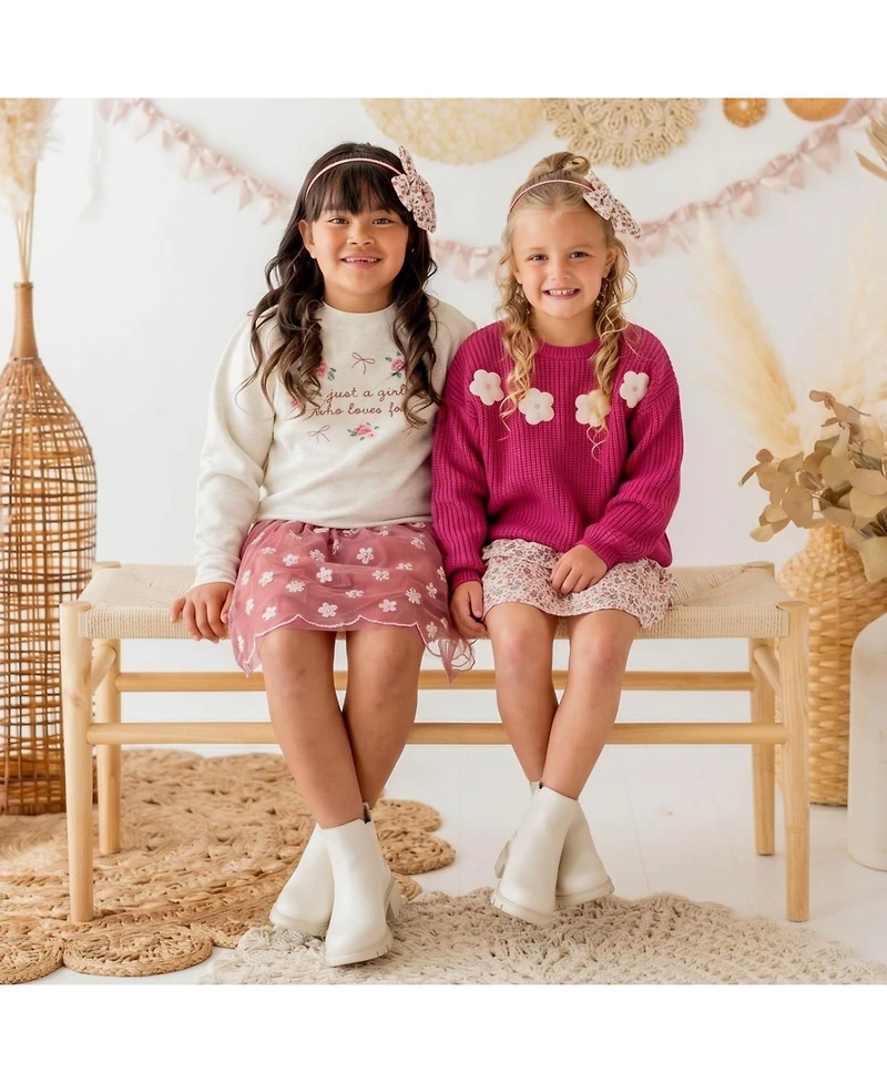 Sweet Wink Little Girls Berry Floral Embroidered Tutu Skirt