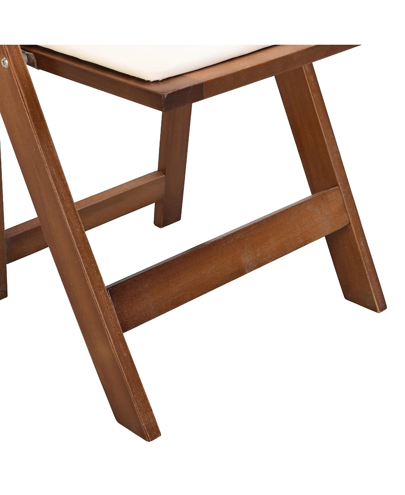 Flynama Set of 4 Solid Wood Folding Dining Chairs with Pu Leather Cushions, Walnut Finish, No Assembly