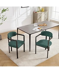Flynama Modern Boucle Dining Chairs Set of 2, Mid-Century Upholstered Side Chairs with Metal Legs