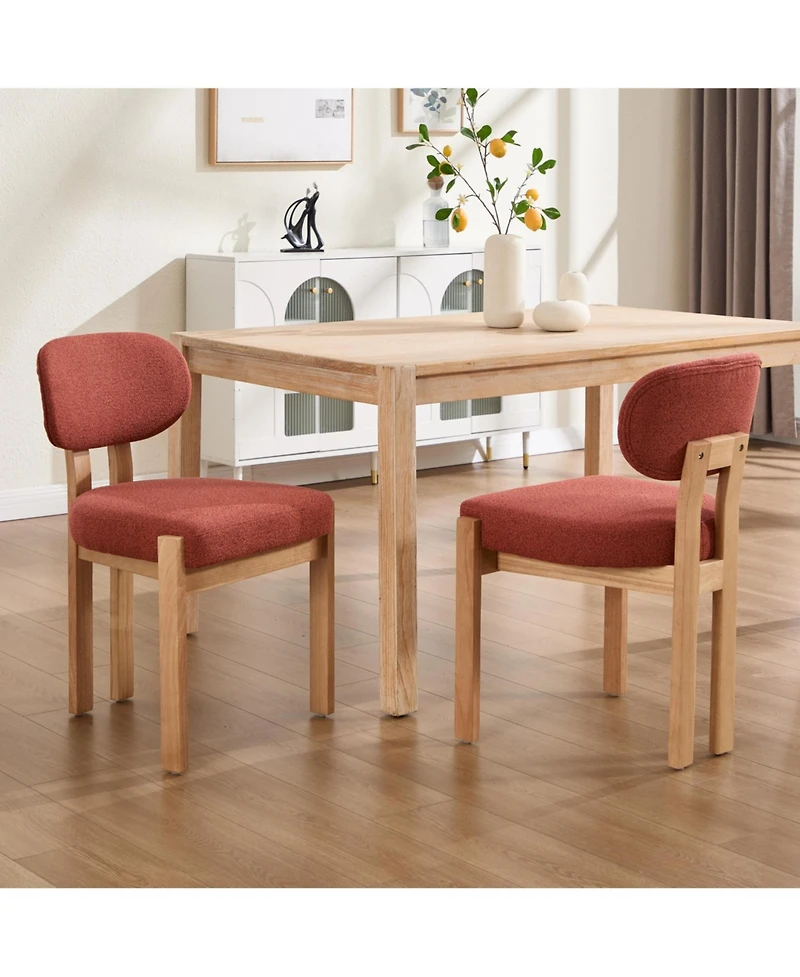 Flynama Wooden Dining Chairs Set of 2, Modern Fabric Upholstered Kitchen Chairs, Farmhouse Style Dining Chairs
