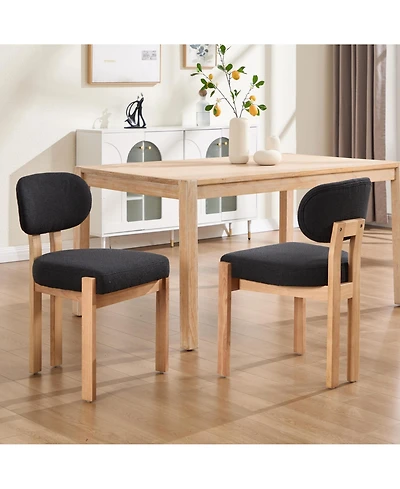 Flynama Wooden Dining Chairs Set of 2, Modern Fabric Upholstered Kitchen Chairs