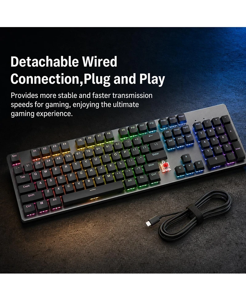 Lofree Wired Mechanical Gaming Keyboard Linear Red Switches Rgb Backlit