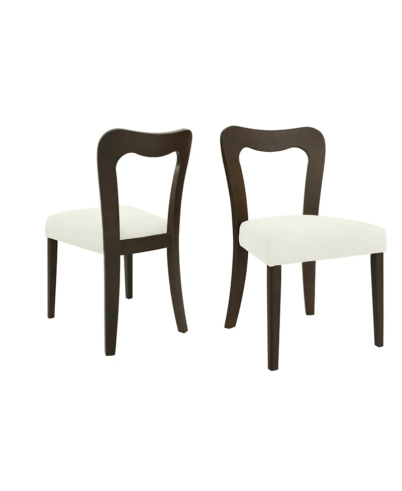 Flynama Set of 2 Rubberwood Open Back Dining Chairs, Minimalist Upholstered Armless Kitchen Chairs