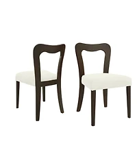 Flynama Set of 2 Rubberwood Open Back Dining Chairs, Minimalist Upholstered Armless Kitchen Chairs