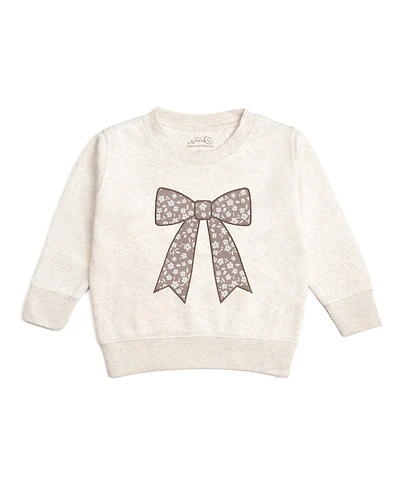 Sweet Wink Little Girls Mocha Floral Bow Patch Sweatshirt