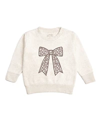 Sweet Wink Little Girls Mocha Floral Bow Patch Sweatshirt