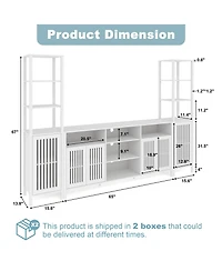 gaomon Farmhouse Walnut Tv Stand for 70 Inch TVs, Entertainment Center with Bookshelves Drawers and Adjustable Storage Shelves for Living Room Bedroom