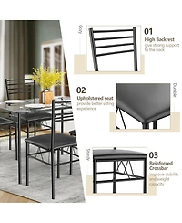 Mecale 5-Piece Dining Set with Glass Table and 4 Upholstered Chairs