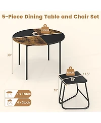 Mecale 5-Piece Round Dining Set with 47-Inch Table and 4 Stools