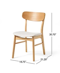 Flynama Set of 2 Minimalist Light Fabric Dining Chairs, Solid Rubberwood Legs