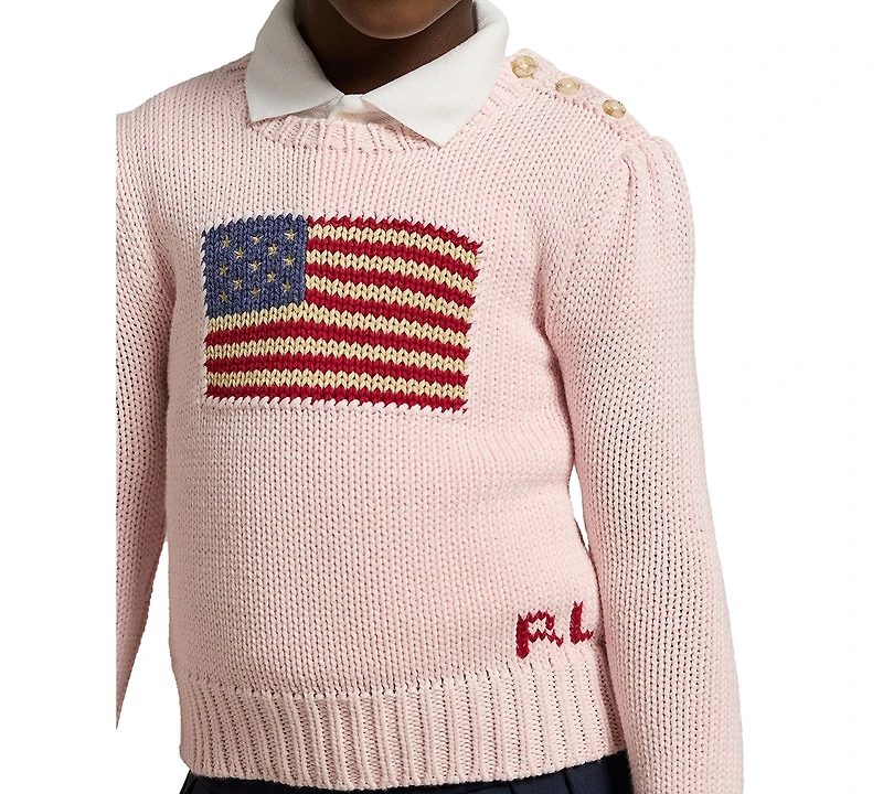 Polo Ralph Lauren Toddler and Little Girls Flag Crewneck Sweater